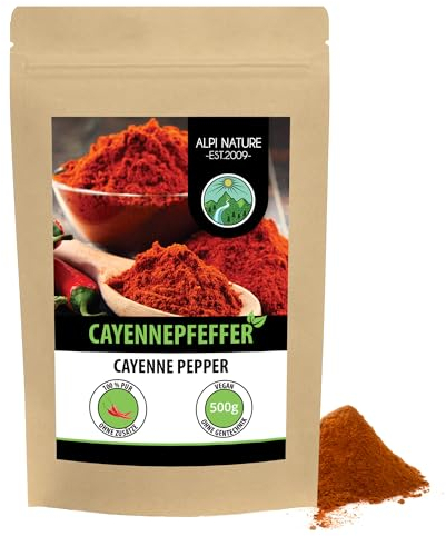 Alpi Nature Cayenne Pepper Powder 500g 1.1 lb, Ground Cayenne Chilli Pepper, Hot Chilli Powder