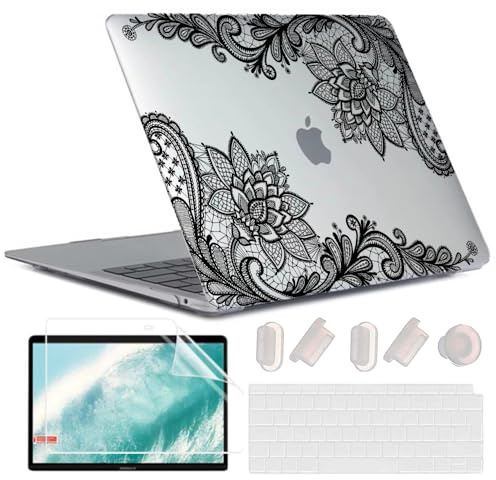 MUSHUI 4 in 1 Hülle Kompatibel mit MacBook Air 13 Zoll 2020 2019 2018 Freisetzung A2337 M1 A2179 A1932 Touch ID, Flexibel Plastik Hartschale Snap Case & Tastaturschutz & Displayschutz, Spitze 01