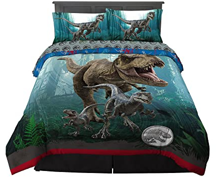 Franco Kids Bedding Super Soft Comforter and Sheet Set, 5 Piece Full Size, Jurassic World Dominion
