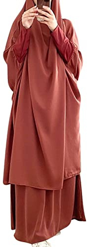 OBEEII Abayas Islamique Robe pour Femmes Musulmanes Abaya à Manches Longues Maxi Robe Ample Couverture Complète Islamique Dubaï Robe Caftan Abayas Marron One Size