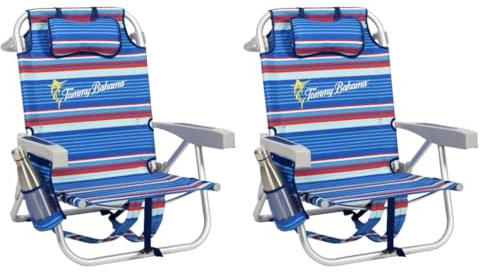 Tommy Bahama Rucksack Strandkorb, Segelfisch und Palmen, Aluminium, Mehrfarbig, 2 Stück