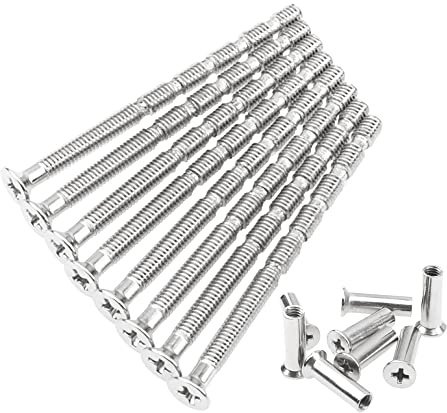 Rrina 8Pcs M4x60 Phillips Drive Flat Countersunk Head Fixing Cutting Slot Articulated Bolts Sleeves for Door Handle Hardware Lever Handle Screws Connecting