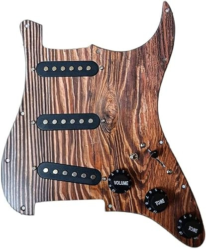 Loaded Prewired SSS Strat Pickguard Multifunction Switch Black Singel Coil Pickups 250K Copper Shaft Pots Fitable for Fender Stratocaster Guitar (natur)