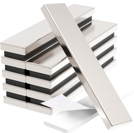 Wukong Strong Magnets, 50x10x3mm | 10 Pack Flat Bar Magnets, Magnetic Strips Self Adhesive Magnet for Fridge, Crafts and Whiteboard