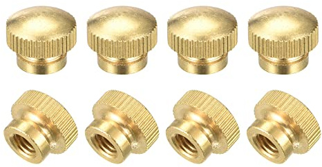 sourcing map Rändelmuttern aus Messing, M6 x 1 mm, runde abgestufte Knöpfe für 3D-Drucker, elektronische Ausrüstung, 8 Stück