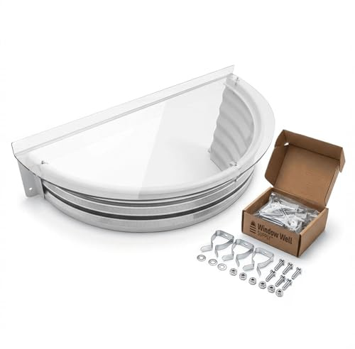 Just Cover It Basement Window Well Covers Outside Protection 39 W x 17 L - Easy Installation UV Resistant Clear Polycarbonate Window Well Cover