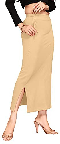 ALYNE Women's Blended Saree Shapewear Petticoat, Blended FullElastic with Drawstring Saree Shapewear, Skirts for Women,Shape Wear Dress for Saree Beige L