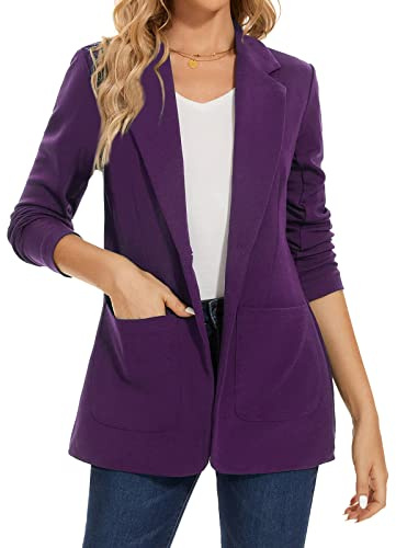MINTLIMIT Women's Blazer Suit Jacket, Notched Lapel, One Button, Patch Pockets, Mint, Standard Length, Polyester, Long Sleeve, Business&Casual
