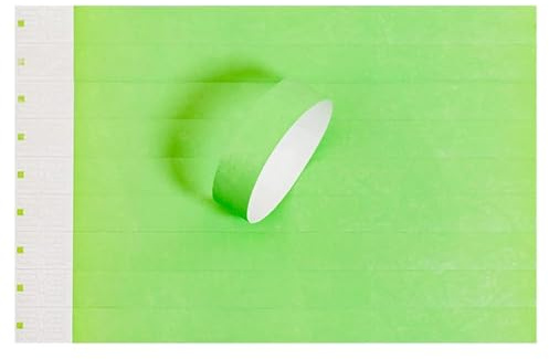 IDwrists Green Wristbands for Events - 500 Count - Tear Resistant Paper Bracelets Comfortable Waterproof Lightweight ID Wrist Bands for Events Concert, Festival Admission, Party