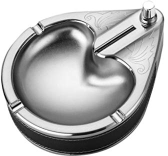 QTANZIQI Aschenbecher Runder Aschenbecher, Desktop-Aschenbecher für Home-Office-Desktop-Dekoration, winddichter Aschenbecher (Gold, Silber) Aschenbecherhalter (Farbe: Silber)