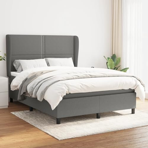 THOYTOUI Boxspringbett, Seniorenbett Betten Bett Bettstütze Geeignet für Hotel Gästezimmer Aufenthaltsraum Wohnungen mit Matratze Dunkelgrau 140x200 cm Stoff