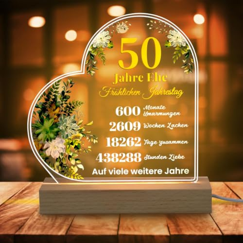 APODESS Goldene Hochzeitstag Geschenke für die 50. Goldhochzeit und Tischdekoration