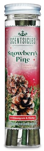 Scentsicles Weihnachtsduftstäbchen, 6 Stück, Snowberry Pine | Insgesamt 6 Stäbe und Haken