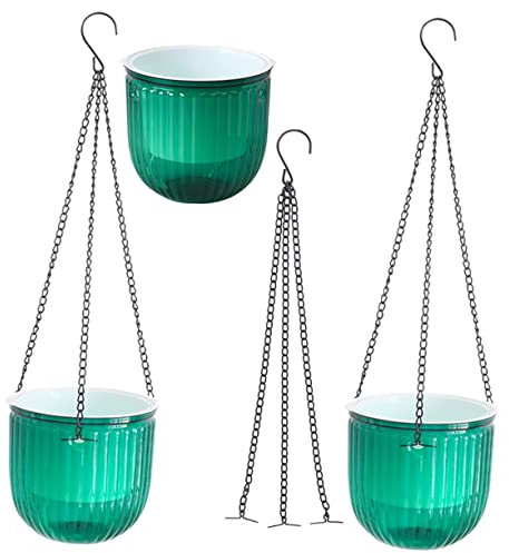 KITANDOVE 3pièces Pots De Fleurs Suspendus Autonome pour Intérieur Et Extérieur Jardinières Décoratives à Auto-arrosage Émeraude