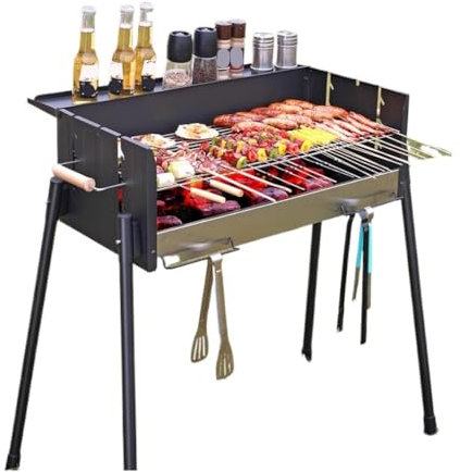 Barbecue Portable Barbecue Grill Barbecue Domestique Barbecue extérieur Barbecue au Charbon de Bois Cour Barbecue Portable Poêle Fournitures Outils Noir Barbecue Portable (B)