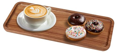 EXLECO 30 x 12 cm Vassoio Legno Rettangolare Vassoi Decorativo in Legno di Acacacia, Piatto Portata per Snack Frutta Piccolo Vassoio Torte Piatti Caffè Portata, Piccolo Dessert Vintage Piatt Formaggio