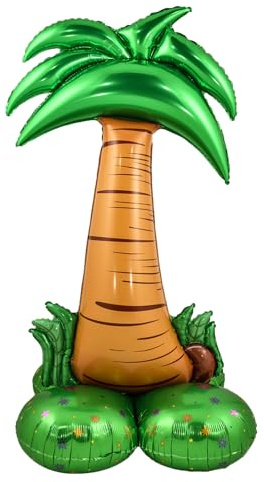 ParPix XL Stehender Palmen Ballon Hawaii Deko 115x65cm, Aufblasbare Palme Ballon,Aufblasbare Palme Kokosnuss Luftballon Stehender,Palm Folienballon Grün für Dschungel,Hawaiian,Tropical,Pool Party Deko