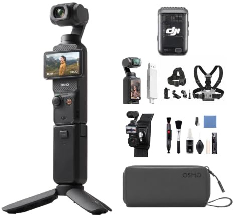 DJI Osmo Pocket 3 Kreativ Combo Mehrere Zubehörteile Bundle | vlog Kamera 4K mit 1-Zoll-CMOS und 4K/120 fps Video, 3-Achsen-Stabilisierung, digital Kamera, schnelles Scharfstellen