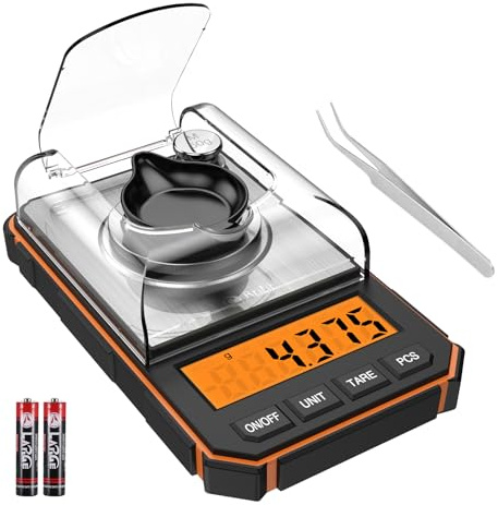 Brifit Digitale Feinwaage 0.001g – Mini Milligrammwaage 50g mit Kalibriergewicht & Pinzette – Präzisions-Taschenwaage für Schmuck, Gewürze，Labor mit LCD-Display & 6 Messeinheiten