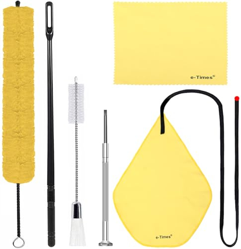Flute Cleaning Kit, Flute Care Kit Including Swab, Rod, Brush, Screwdriver, Square Cotton Cloth & Integrated Gravity Rope Cloth, Flute Cleaner Care Set 6 Pcs