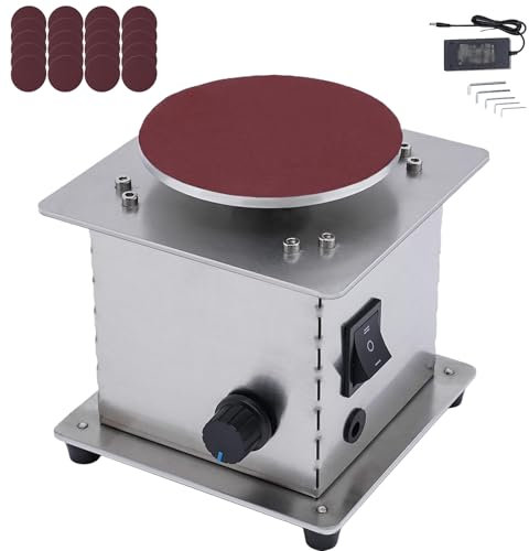 WUCIOA Mini levigatrice a Disco da banco da 4 Pollici, Piccola Macchina abrasiva a Disco da 1-6000 Giri/min con 20 Fogli abrasivi, Funzione e Indietro, lucidatrice elettrica da 200 W