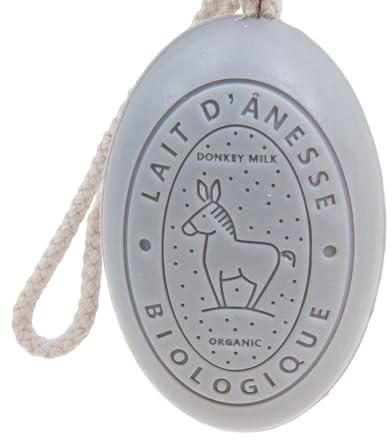 Label Provence Savon de Marseille - French Soap on a Rope Made With Fresh Organic Donkey Milk - Lotus Flower Fragrance - 175 Grams