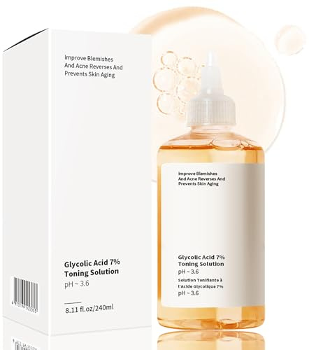 Glycolic Acid 7% Toning Solution - Glykolsäure Toner Gesicht - Gesichtswasser Feuchtigkeit Spenden & Stärken Haut - Gesichtspeeling Serum für Verfeinert die Poren, Unreinheiten, Akne 240ml Face Toner