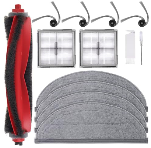 Q10S5 Accessories Replacement Compatible with Roborock Q10 S5/S5+ Plus | Robot Vacuum Cleaner, 1 Main Brush, 2 Filters, 4 Side Brushes, 4 Mop Pads