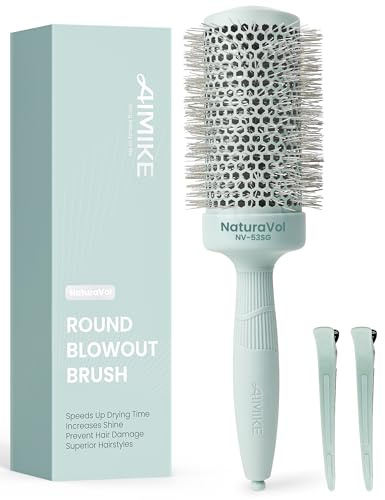AIMIKE Grosse Spazzola Rotonda 53mm Per Capelli Lunghi, Spazzola Capelli Rotonda Con Setole In Nylon Doppia Forma E Manico Antiscivolo, Asciugatura Rapida, Styling Liscio E Voluminoso