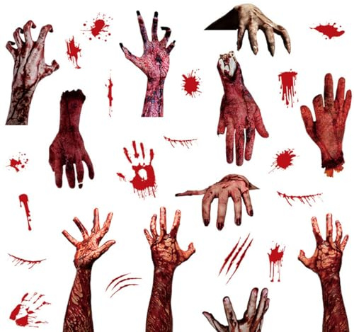 FIMWOLZ 4 Fogli 28 Pezzi Adesivi per Finestre di Halloween, Decorazioni Spaventose per Feste di Halloween per Finestre e Auto, per Interni ed Esterni