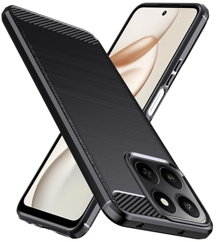 Natbok Case for Honor 400 Smart 5G / 4G, [Carbon Fiber Texture] Military-Grade Shockproof Soft Flexible TPU Slim Anti-Scratch Honor 400 Smart Phone Case Cover, Black