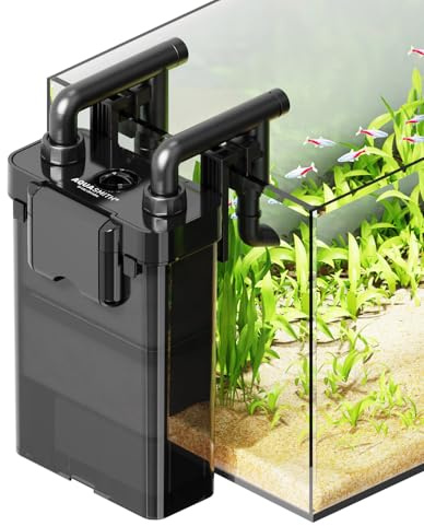 AQUASMITH Hang on Back Aquarium Filter,Ultra-Quiet Small Canister Filter,3-Stage Filtration,Bottom Anti-Dry Burn Motor,Extra-Large Filter Media Basket Suitable