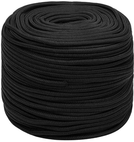Cuerda para barco negra de 10 mm, 100 m, polipropileno de alta resistencia, para barcos, barcos y exteriores, resistente a la intemperie, resistente y duradera