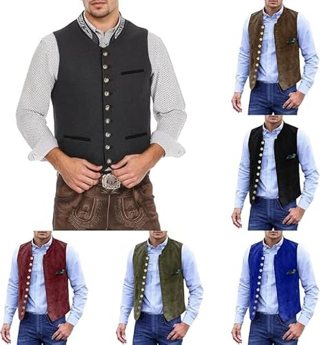 Trachtenweste Herren Ärmellos Trachten Weste Couture Trachtenwesten Elegant für Oktoberfest Trachtengilet Elegant Anzugweste Trachtenmode