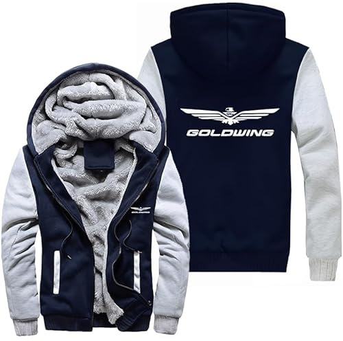 Generisch Gol-d.w_ing - Chaqueta de forro polar para hombre, gruesa y cálida, protección contra el frío, para correr y para deportes al aire libre, otoño-invierno, azul grisáceo, XL