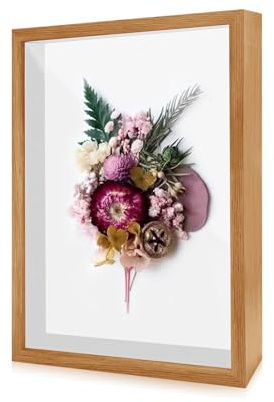 3D Shadow Box, 3D Picture Frame, 12 x 17 cm Deep Frame Display Box Wooden Deep Box Frame for Medal Flower Memorabilia Tickets Crafts(Khaki)