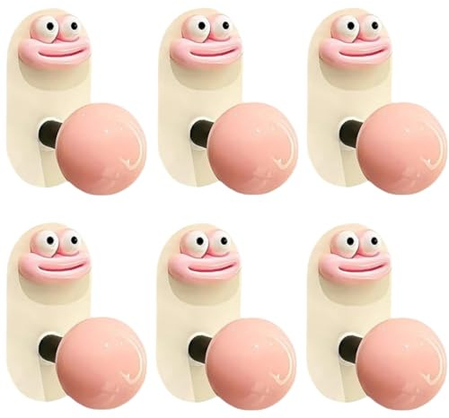 Selbstklebende Kinder-Kleiderhaken, bunte Handtuchhaken, multifunktional, Cartoon-Tiermuster, Wandhaken, Kinder-Kleiderhaken, klebrig für Handtuch, Kleidung, Rucksäcke und Hüte, Rosa, 6 Stück