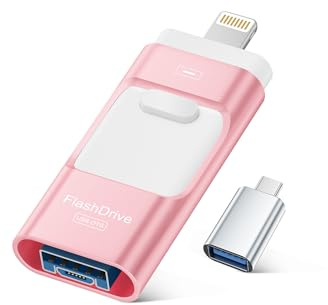 MFi Certified Flash Drive for iPhone 256GB, Photo Stick Memory Stick for iPad, USB Thumb Drive for Photos Videos Transfer & Backup, External Storage Compatible for iPhone/Android/PC/Mac (Light Pink)