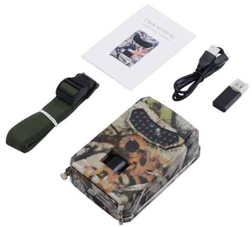 Toyvian Caméra de Chasse Étanche avec Vision Nocturne LED IR Détection Mouvement pour Surveillance Faune Sécurité Ferme Extérieure sans Batterie Coque Camouflage