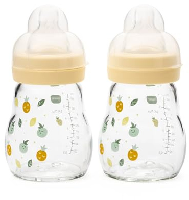 MAM Lot de 2 biberons en verre de 170 ml avec tétine en silicone SkinSoft, unisexe