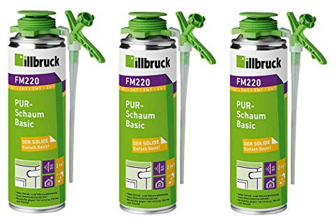 SET illbruck 3x FM220 PUR Montageschaum Pistolenschaum Dosen á 500ml zur Verfüllung der Anschlussfugen von Fenster- und Türrahmen, Dämmung und Isolierung