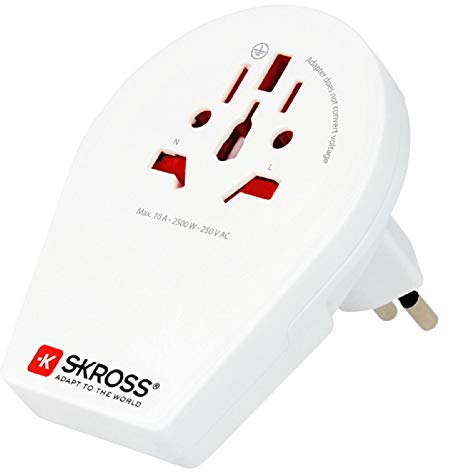 SKROSS 1.500270 | Adaptateur de Voyage International de Prise Monde (américaine, Anglaise, australienne, Chinoise) vers Suisse, Italie, Brésil et Liechtenstein