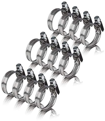 GARSIDURO Schlauchschellen Edelstahl, 16-27mm [12 Stück] W4 DIN 3017 | Rostfreie Schlauchklemmen aus V2A Edelstahl für Waschmaschine, Pool, Gartenschlauch Schelle mit hoher Bandzugkraft