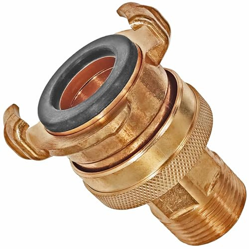 MegaHaustechnik Saug-Schnellkupplung für GEKA, Außengewinde 3/4 Zoll | Messing, Trinkwasser geeignet, AG Außendurchmesser 26mm, Klauen Bajonettverschluß Schlauch