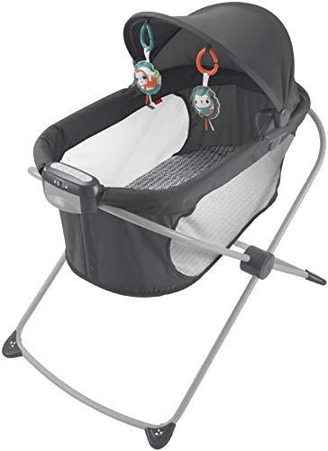 FISHER-PRICE BABY Crib Soothing View Projection Bassinet Portable Cradle with Lights Music Vibrations & Slim Fold, Pencil Strokes