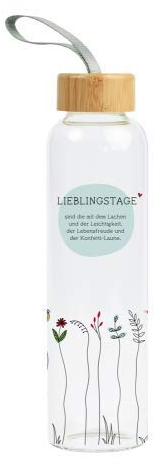 Grafik-Werkstatt Trinkflasche aus Glas mit lustigem Spruch | mit Griffschlaufe | 550 ml | Lieblingstage