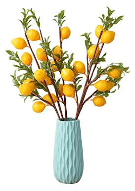 XIZHI Lot de 6 Branches de Citrons artificielles de 48,3 cm pour décoration de Maison, Vacances, Centre de Table et décoration de Noël