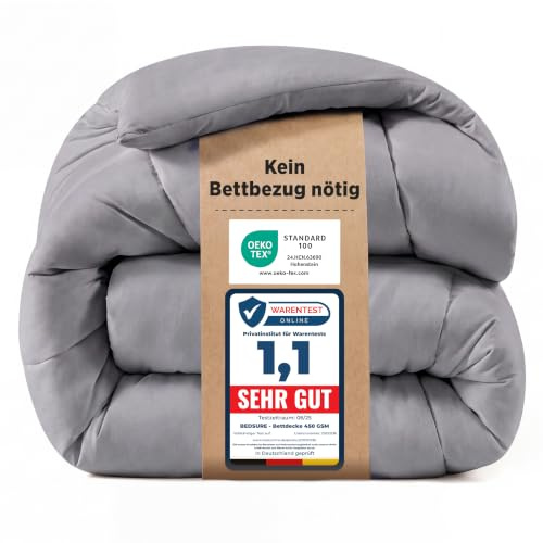 BEDSURE Bettdecke 200x200 Winterdecke 450gsm - Warm Winterdecke 200 x 200 cm für Winter, Waschbar Dicke Winterbettdecke, Grau