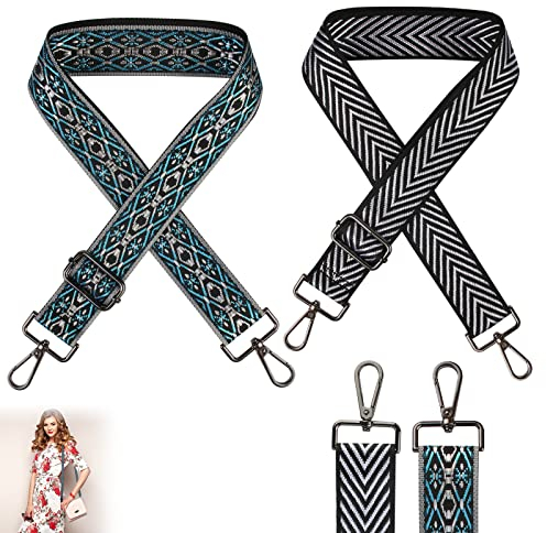Taschengurt Verstellbar Damen - 3.8cm Schultergurt für Taschen Boho Breit Taschengurte zum Wechseln, Taschenriemen mit Karabiner für Umhängetaschen Handtasche Tasche Zubehör, 80-140cm