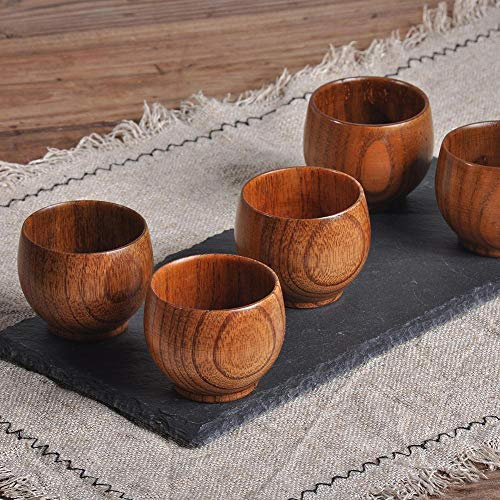 HXSCOO 4pc Sano Stile Vintage Tazza da tè in Legno Birra Latte Acqua Casa Ristorante Ufficio Bicchieri Forniture for Il tè Tazza di tè Tazza di Casa Regali